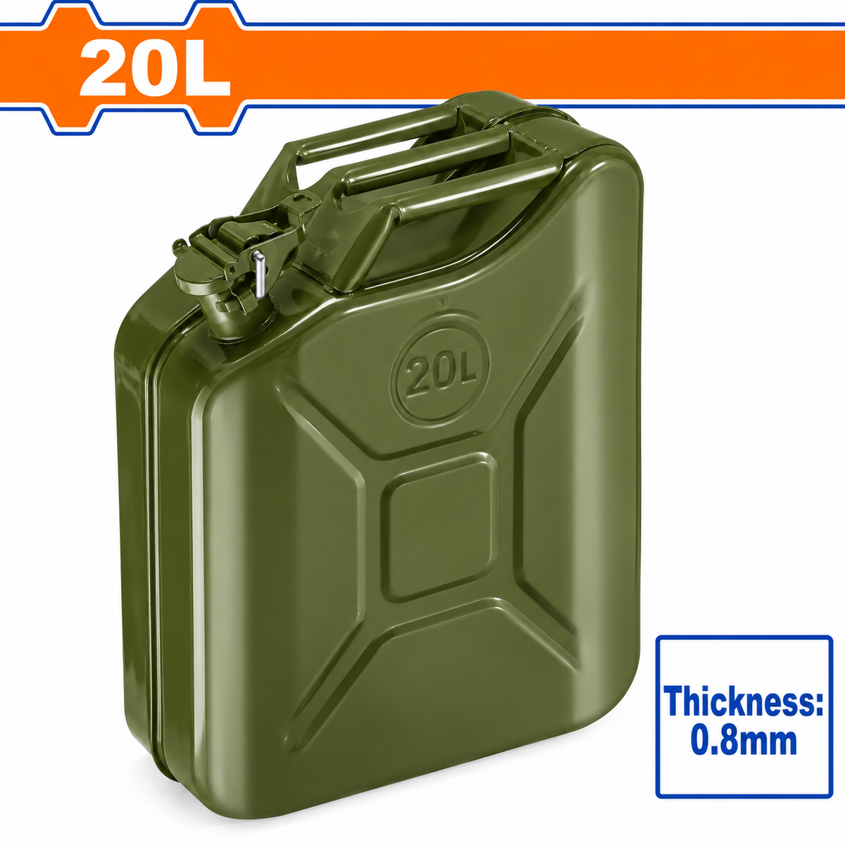 Jerricans métalliques WADFOW WQY1320, capacités 20 litres, épaisseur annoncée de 0,8 mm, pour contenir des liquides compatibles | SQES Tunisie