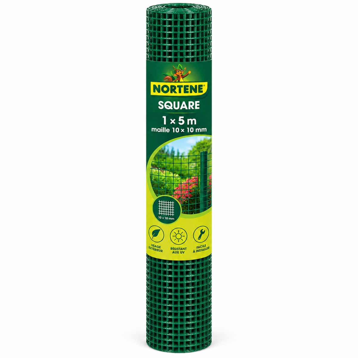 Grillage Plastique Carré NORTENE SQUARE – 1 × 5 m, Maille 10 × 10 mm