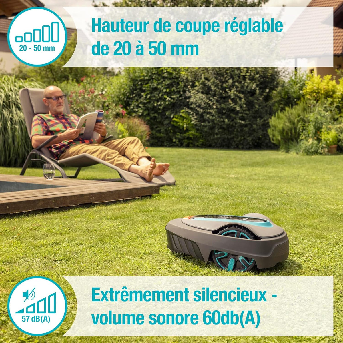 Tondeuse Robot Smart SILENO City 500 M² Technologie IA GARDENA — Réf. 19602-74