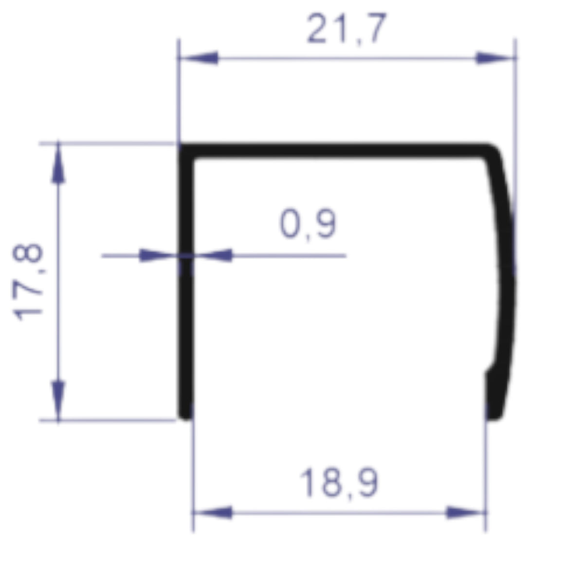 Profilé en U 2.5m Noir Mat pour Dressing et Armoire