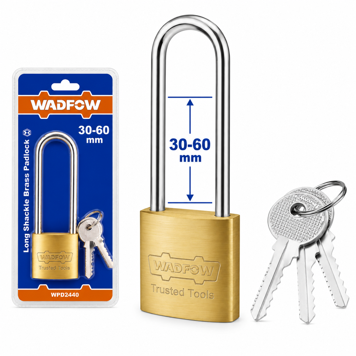 Cadenas Long Laiton WADFOW 30 à 60 mm — Anse Longue Trempée Sécurité | SQES Tunisie