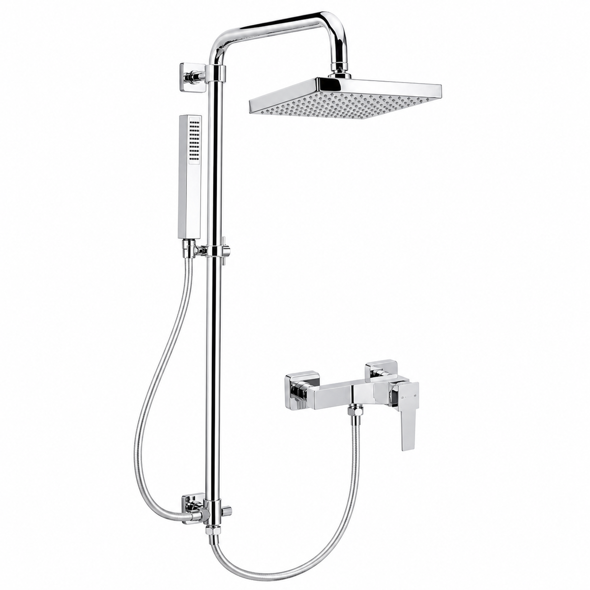 Colonne de Douche SOPAL Série Zarzis 1088A04 — Laiton Ø24mm Tête Ø200mm Inverseur Chromé NF EN ISO 1456 Garantie 5 Ans | SQES Tunisie
