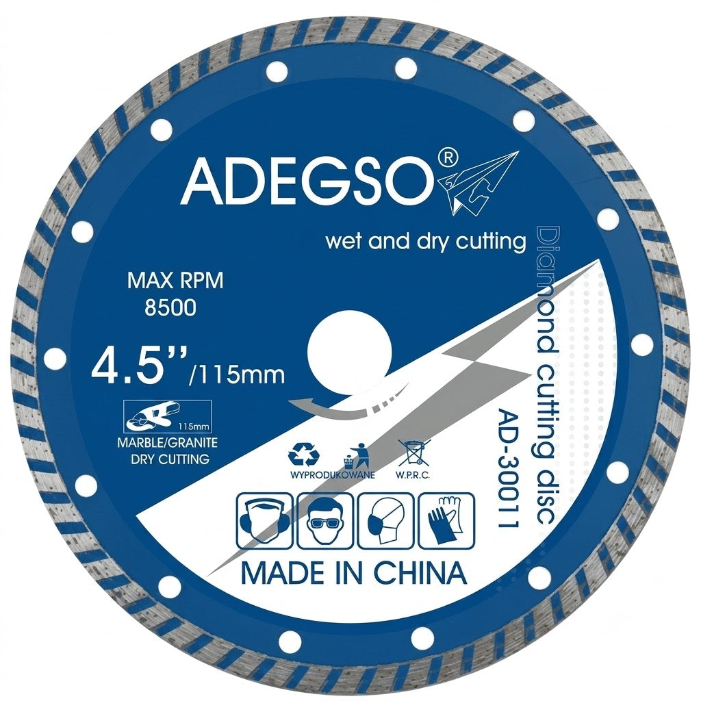 Disque diamant turbo 230 mm ADEGSO AD-30013 — Disque diamant 230 × 22,2 mm coupe à sec et avec arrosage | SQES Tunisie