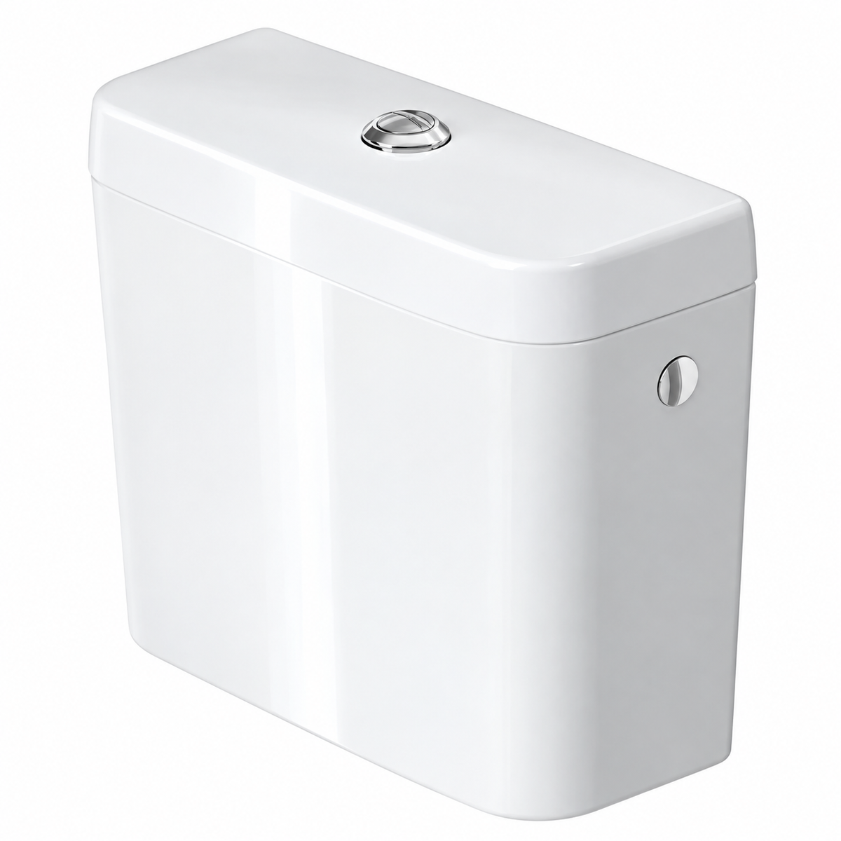 Réservoir WC équipé DURAVIT D-Code blanc brillant, double chasse 6/3 L avec bouton chromé