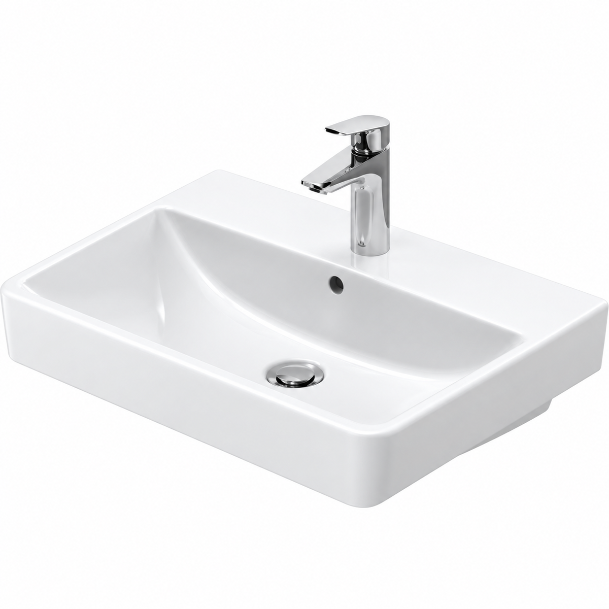 Lavabo DURAVIT No. 1 blanc brillant 60 × 46 cm pour meuble, trou central de robinetterie