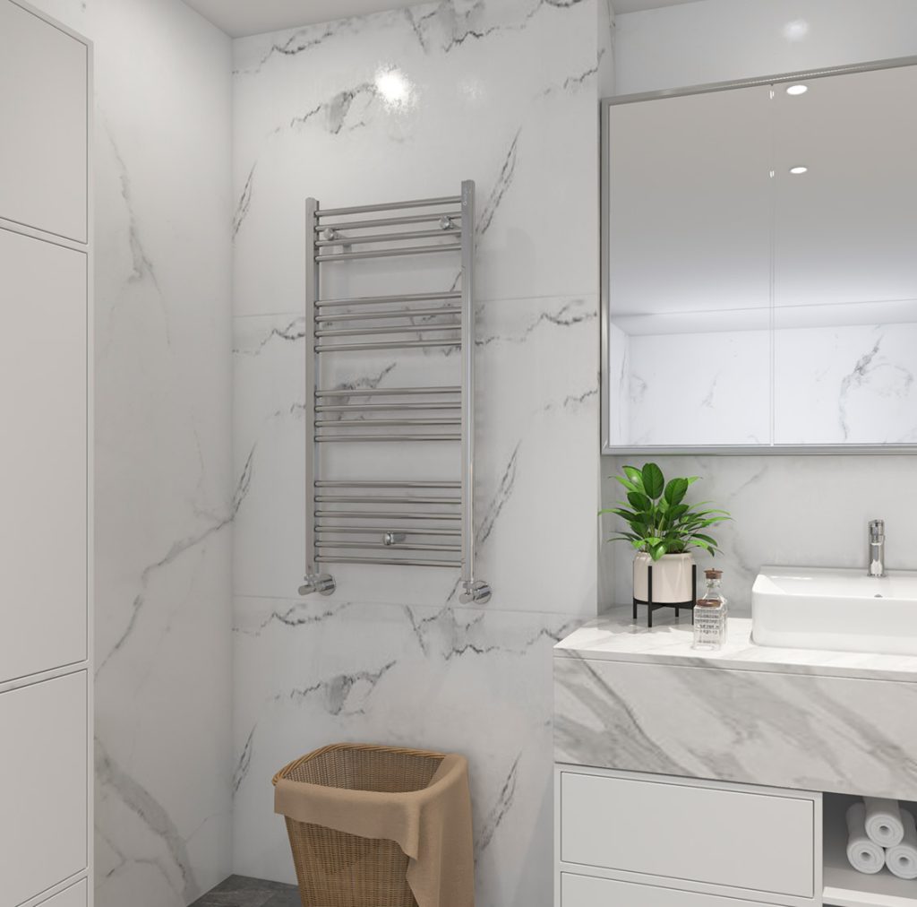 Sèche Serviette Aluminium ELOKSAL 121 cm Chrome Erguvan Light