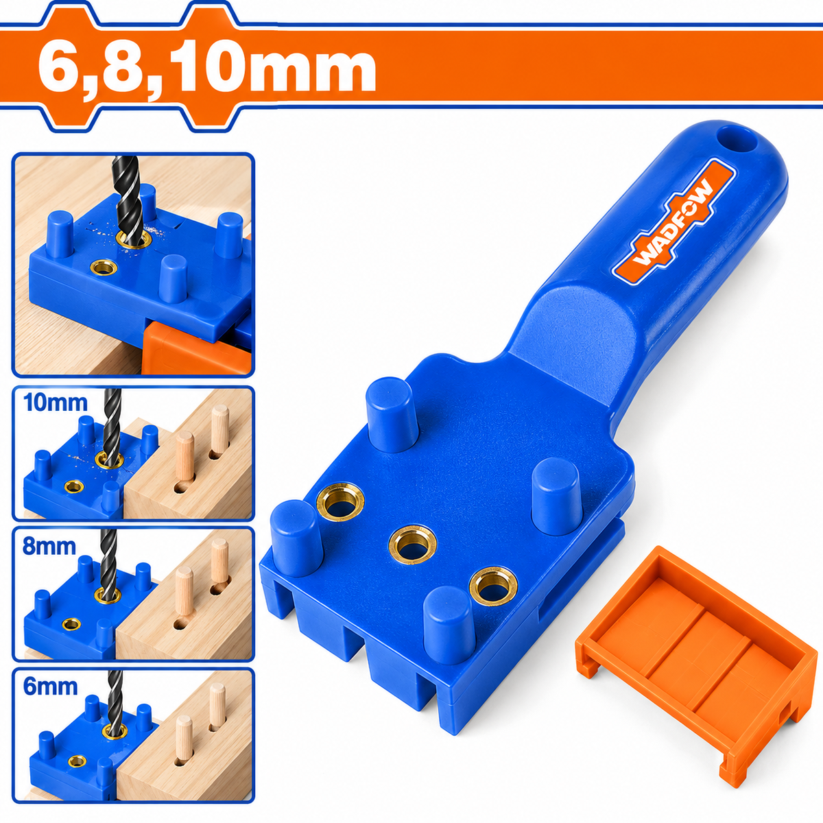 Gabarit de perçage pour tourillons WADFOW WCP5103, guidage de trous de 6, 8 et 10 mm pour assemblages du bois et travaux de menuiserie | SQES Tunisie
