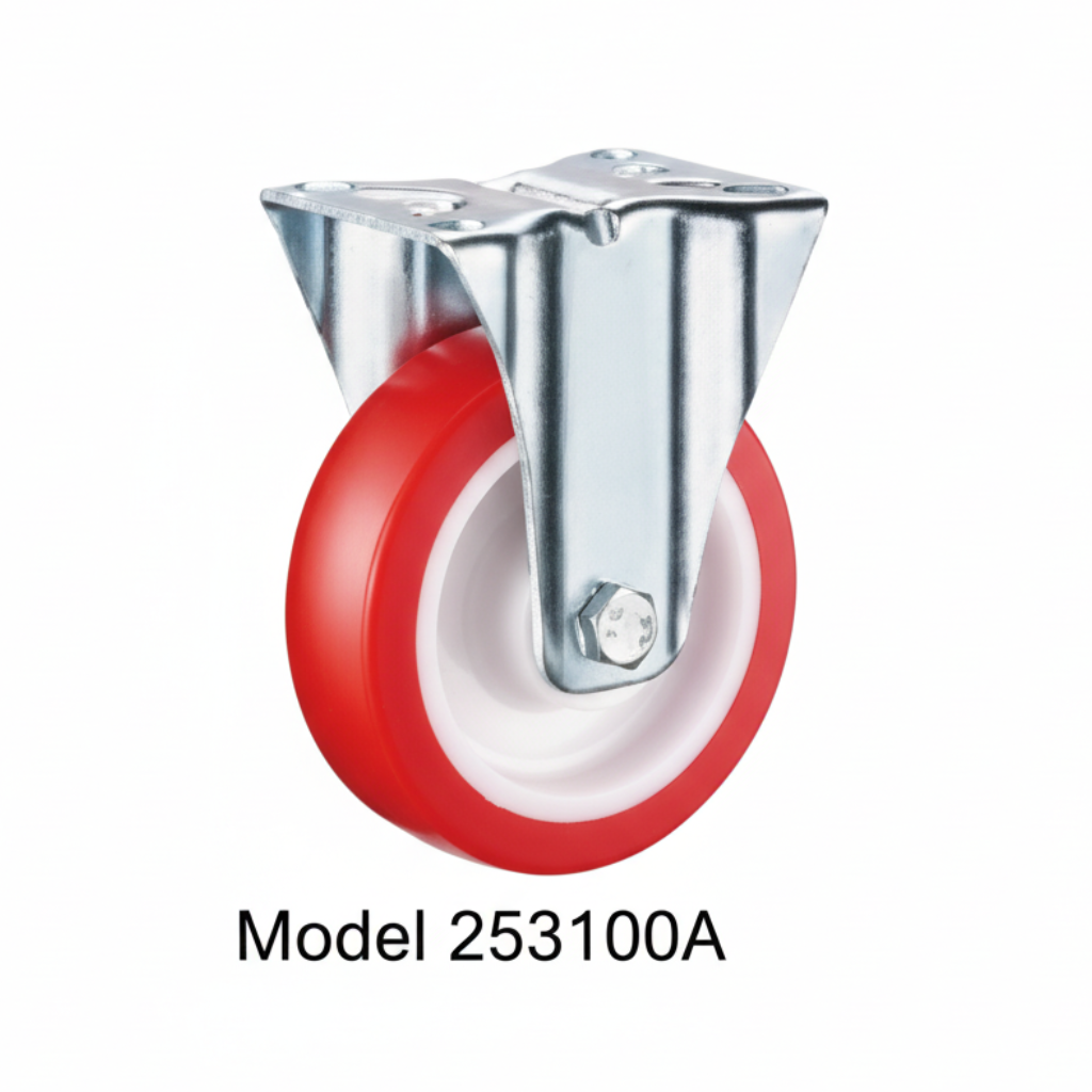 Roue acier inoxydable fixe 100mm rouge 253100A - photo professionnelle