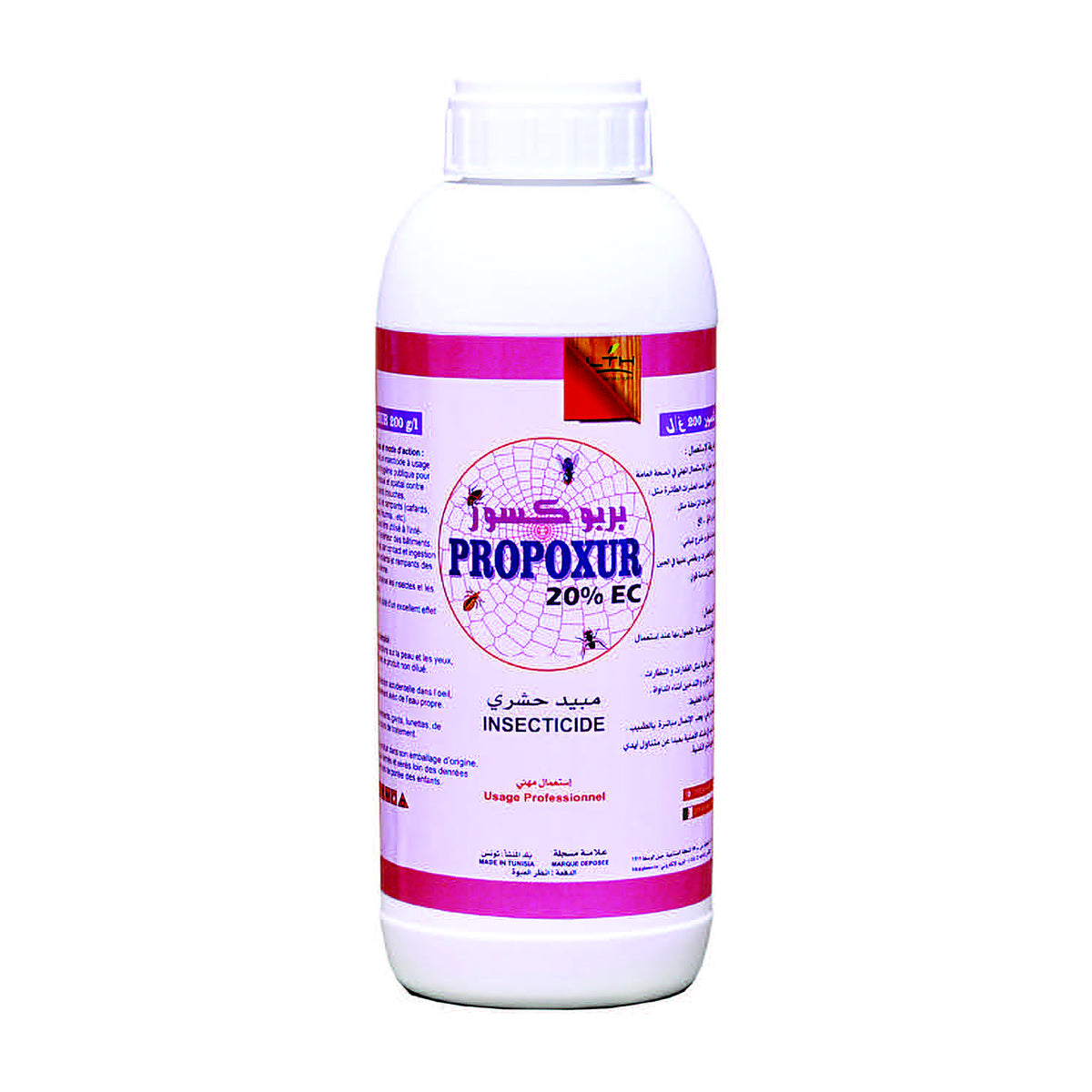 PROPOXUR EC LTH – insecticide concentré 1 L, photo de l'emballage du catalogue fabricant, sur fond blanc – SQES Tunisie