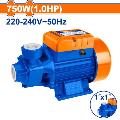 Pompe périphérique WADFOW 750W, 1HP, débit 46L/min, hauteur 50m, aspiration 8m, raccord 1"x1". Disponible chez SQES Ariana.