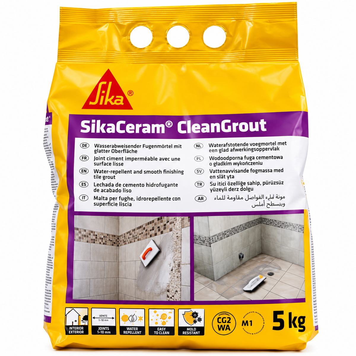 SIKA SikaCeram CleanGrout 00 Blanc, sac de 5 kg, mortier de jointoiement hydrofuge anti-moisissures CG2 WA pour joints de carrelage de 1 à 8 mm, sols et murs | SQES Tunisie