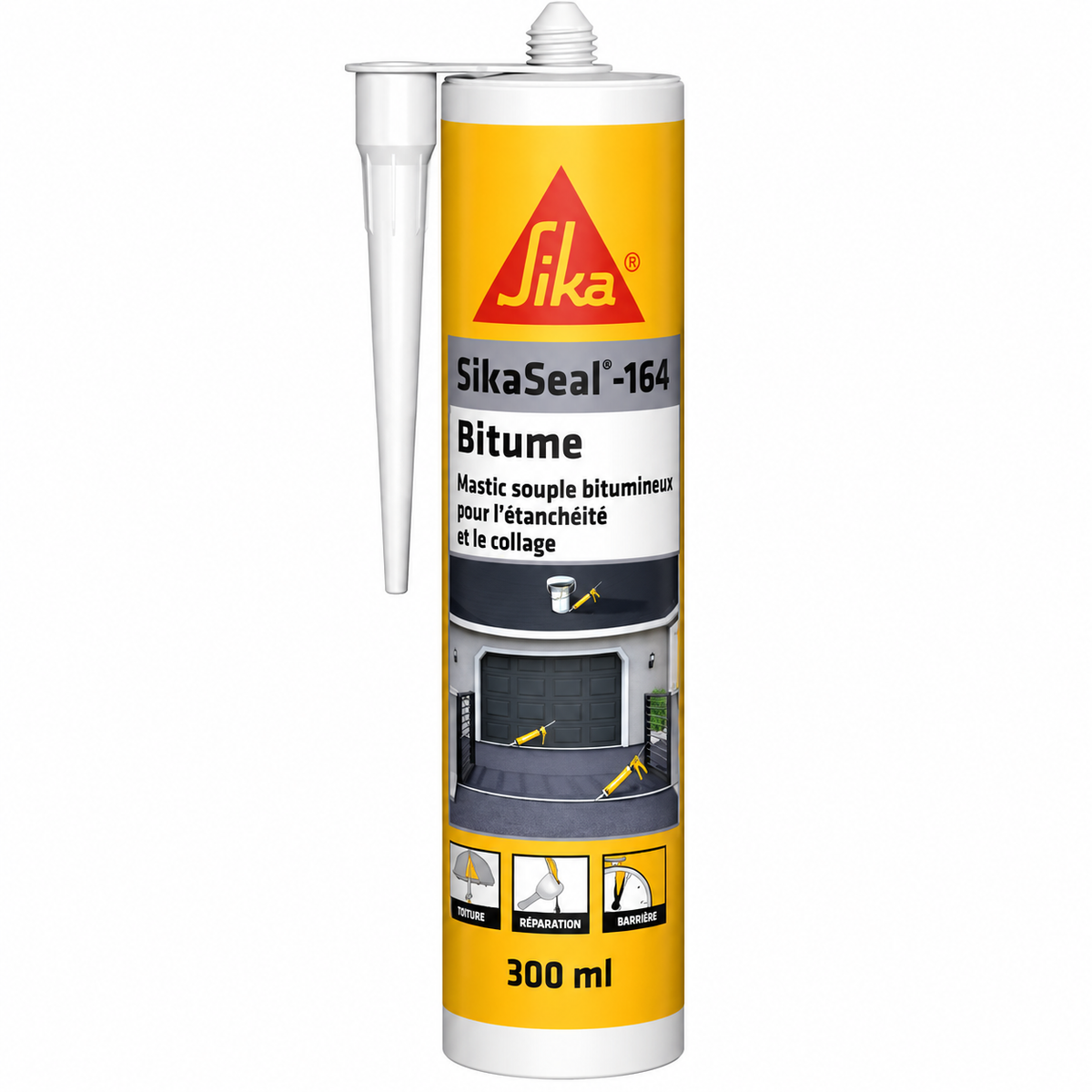 SIKA SikaSeal 164 Bitume noir, cartouche 300 ml, mastic bitumineux souple résistant aux UV pour l’étanchéité des toitures, gouttières et le collage de bardeaux | SQES Tunisie