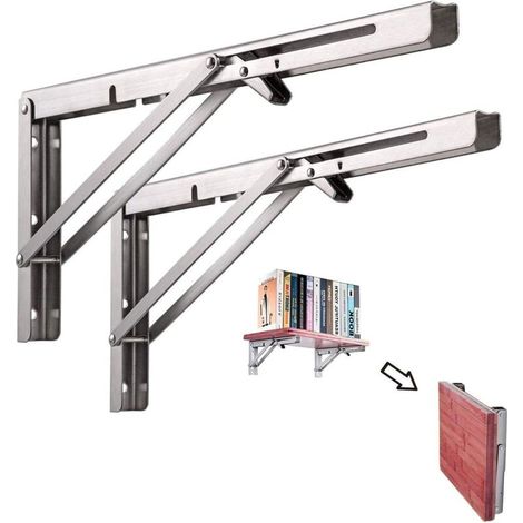 Support etagère Pliante  inox  – Pack de 2 Consoles - 41 CM - 25 CM
