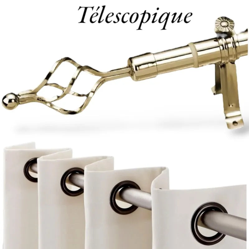 Tringle Extensible pour Rideau en Acier – Ø25 mm - OR Brillant - SQES
