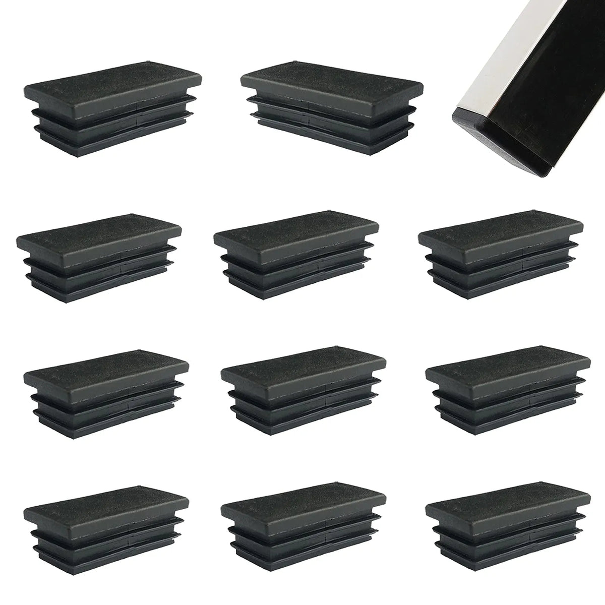 Embout Rectangulaire pour bouchon de meuble - 20 pcs 60mmx30mm NOIR - SQES