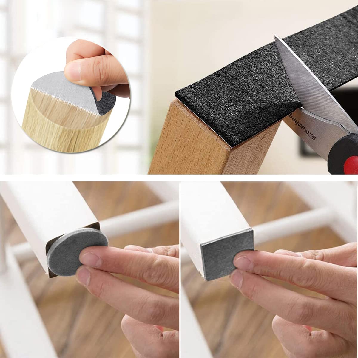 4 Patin Feutre Adhésif 70mmX85mm à découper Marron Antidérapant