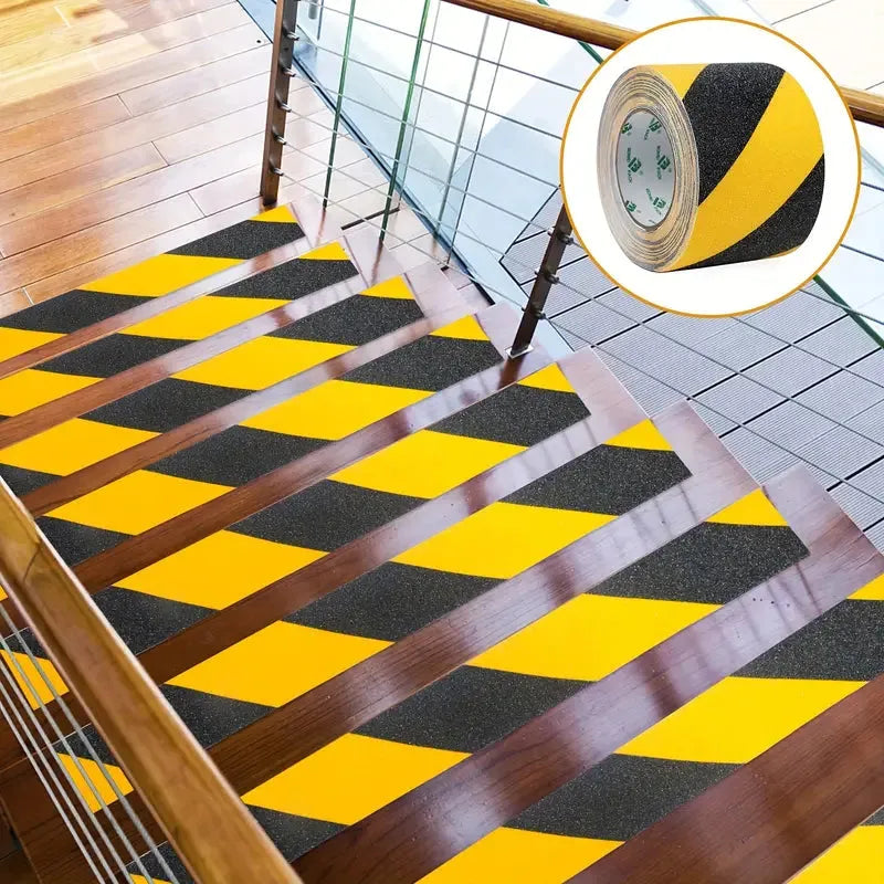 Ruban Antidérapant Adhésif Noir/Jaune – Sécurité Escaliers & Sols - SQES