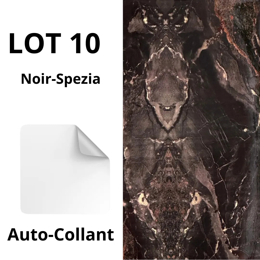 Panneaux muraux autocollants (10 pcs) - Carreaux Marbre NERO SPEZIA - 30cmx60cm بديل الرخام - SQES