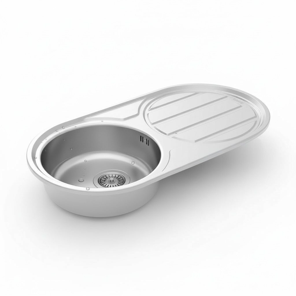 Évier Inox BANKA M7045 85×45 cm – 1 Cuve Ronde + Égouttoir