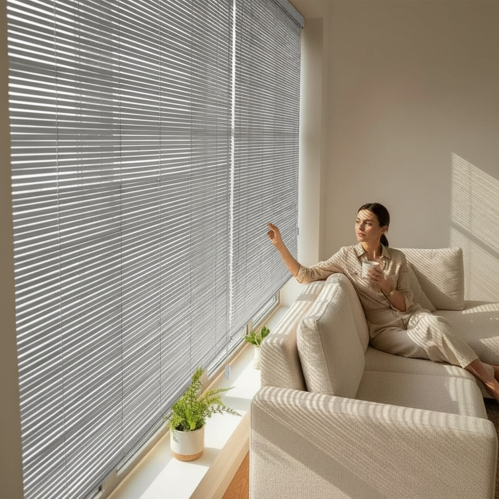 Rideau Roulant PVC Gris Clair 120cm x 1,80m