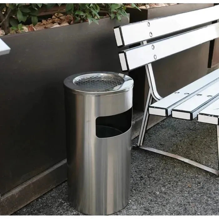 Poubelle sur pied avec cendrier en inox 18l - SQES