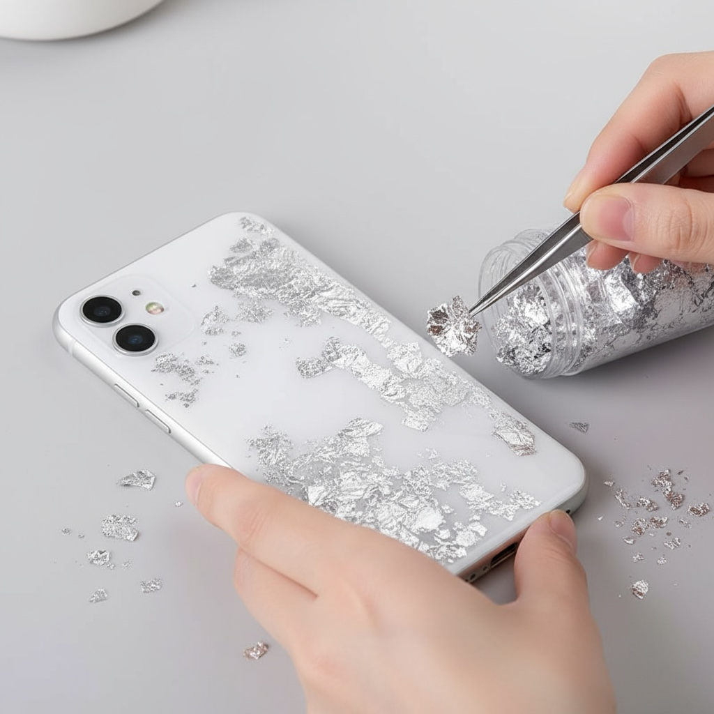 Flocons de Feuilles d'Argent pour Artisanat, Peinture et Décoration Ongles