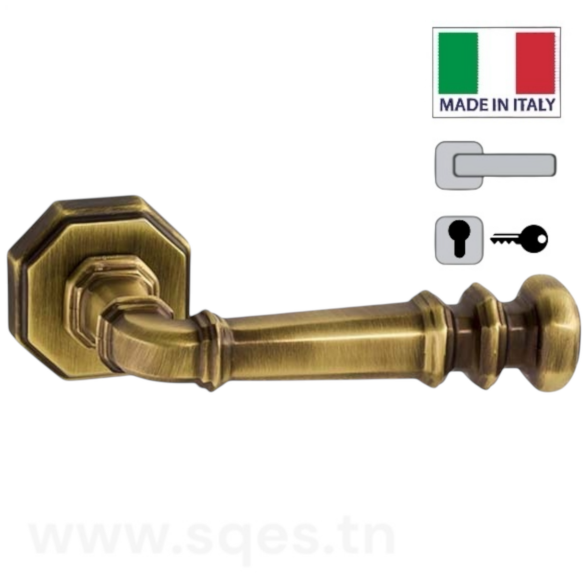 Poignées de porte à rosace carré - Bronze - Gt ( 2pcs ) - SQES