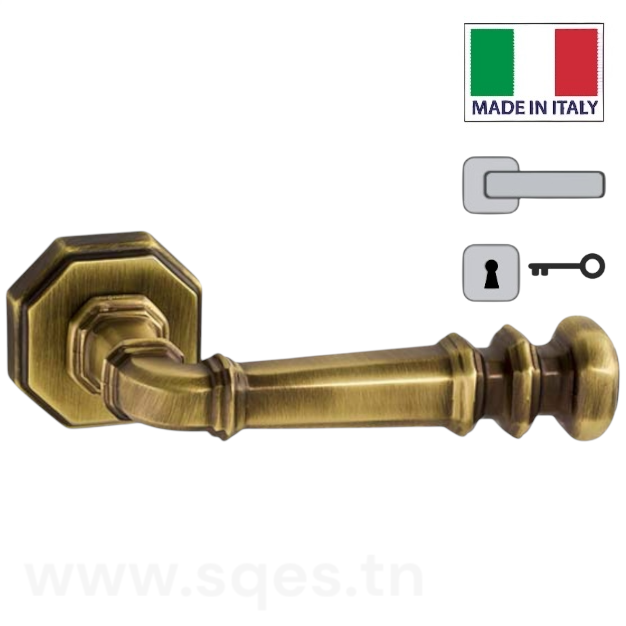 Poignées de porte à rosace carré - Bronze - pt ( 2pcs ) - SQES