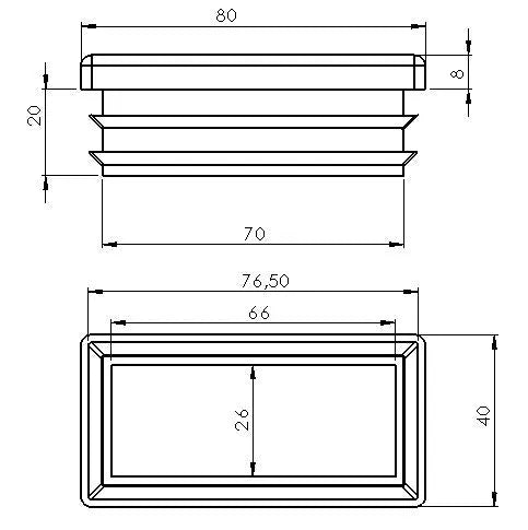 Embout Rectangulaire pour bouchon de meuble - 10 pcs 80mmx40mm NOIR - SQES