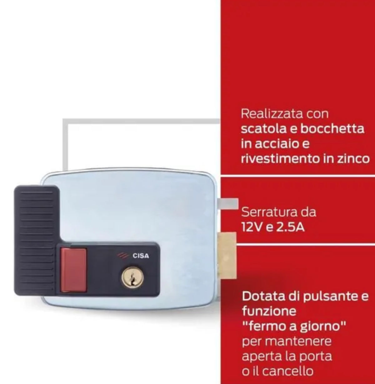 Serrure électrique CISA - Ouverture droite ou gauche - SQES