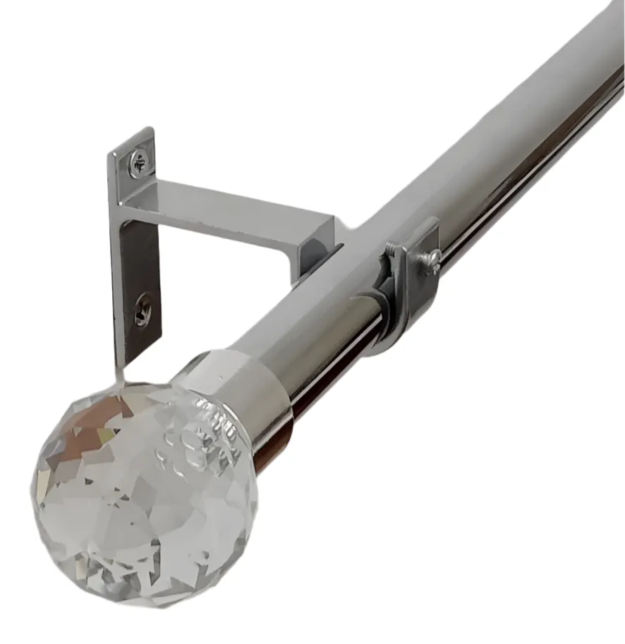 Tringle à rideau avec embouts cristal Argent - Mhirsi - SQES