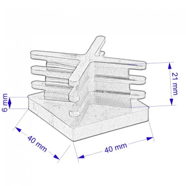 Embout carré pour Pied de meuble - 20 pcs 20mmx20mm NOIR - SQES