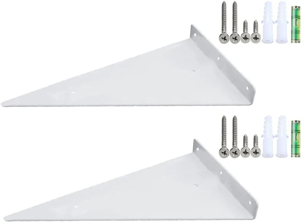 Lot de 2 Support d'étagère triangulaires en acier Blanc - SQES