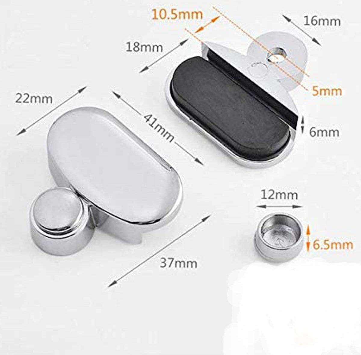 Lot de 8 Clips Miroir Murale Plastique Support Ovale Argenté