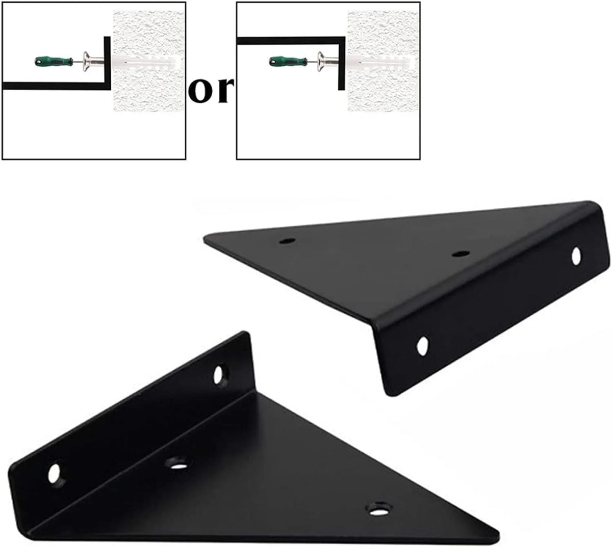 Lot de 2 Support d'étagère triangulaires en acier noir - SQES