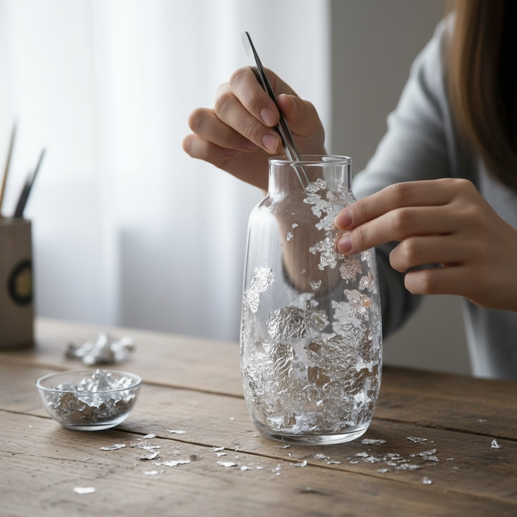 Flocons de Feuilles d'Argent pour Artisanat, Peinture et Décoration Ongles