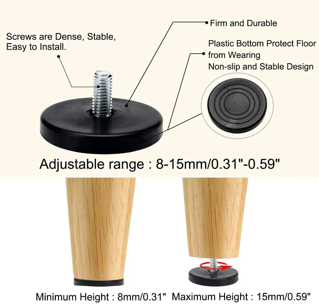 Patins de pieds réglables en hauteur, base en plastique M6x25 D25 - Lot 12pcs - SQES