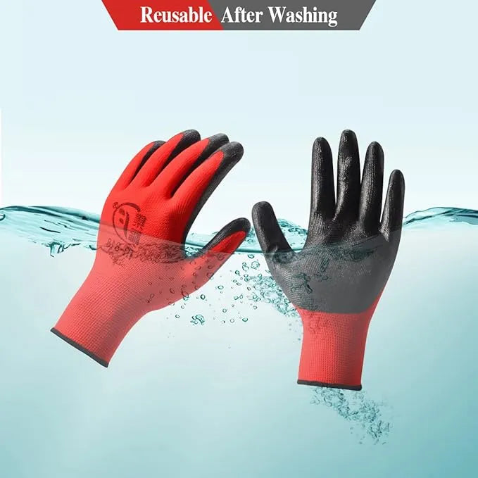 Gants de manutention pour tous travaux en nitrile, Gants de jardinage respirants avec revêtement en caoutchouc - SQES