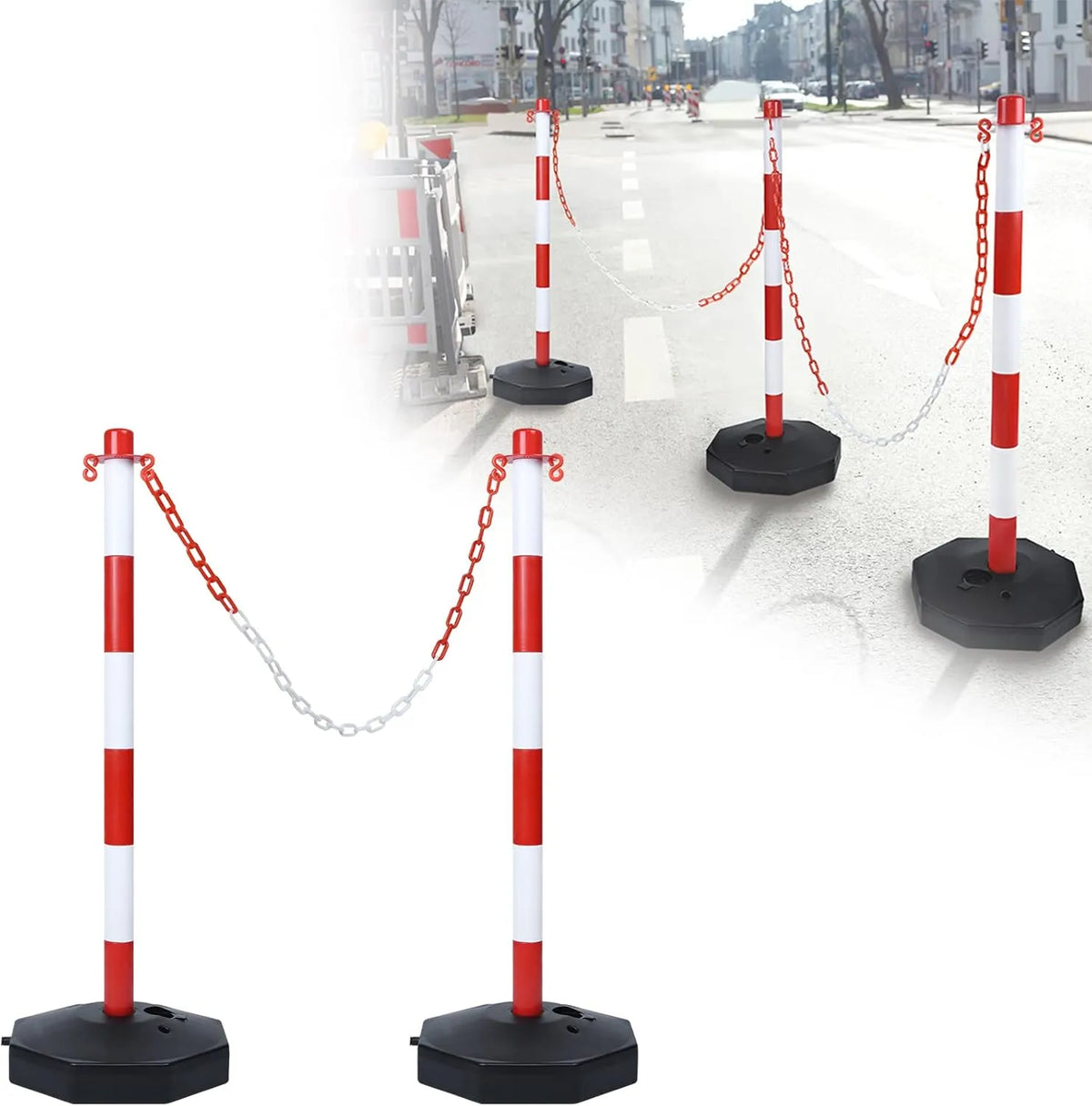 2 Poteau de signalisation - Avec chaine 2M - 90 cm - SQES