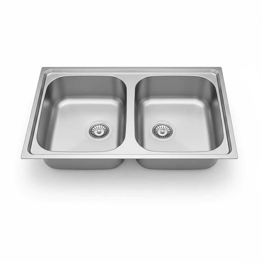 Évier Inox BANKA 84×48 cm – 2 Cuves Carrées Encastrables