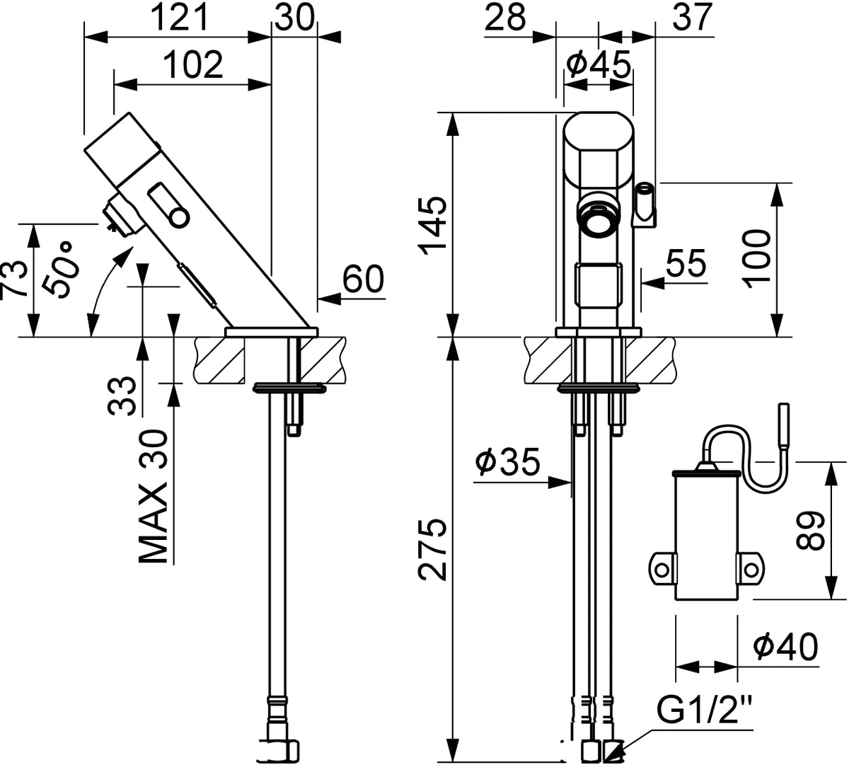 Mitigeur de Lavabo à Commande Électronique à Piles MCM Italie - Article 702701