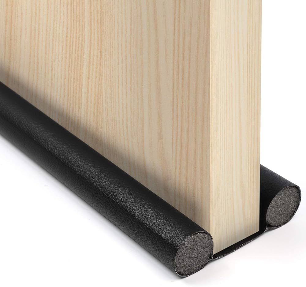 Bas de Porte Double Stop Noir 95cm - Bourrelet Isolation Thermique Acoustique