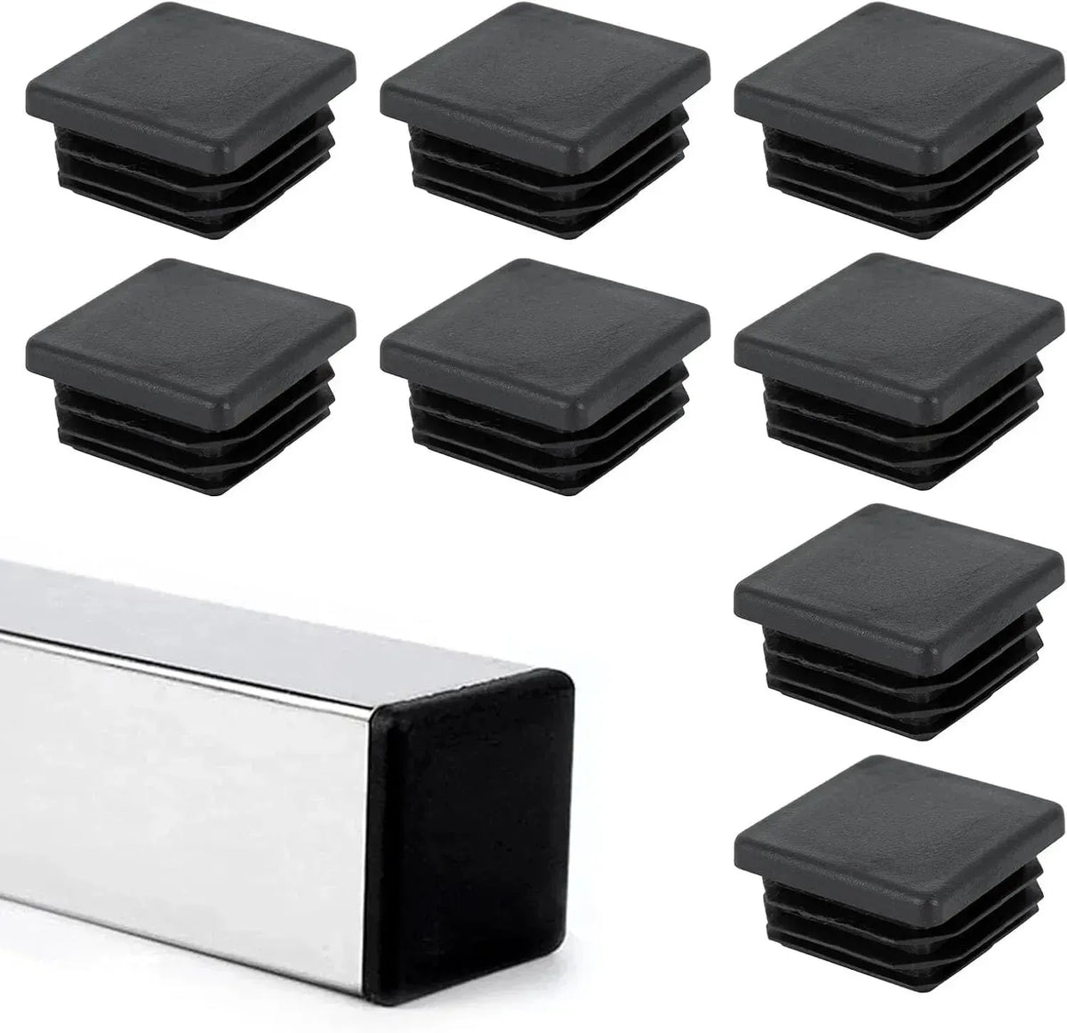 Embout Carré pour meuble - 20 bouchons tube 40mmx40mm NOIR - SQES