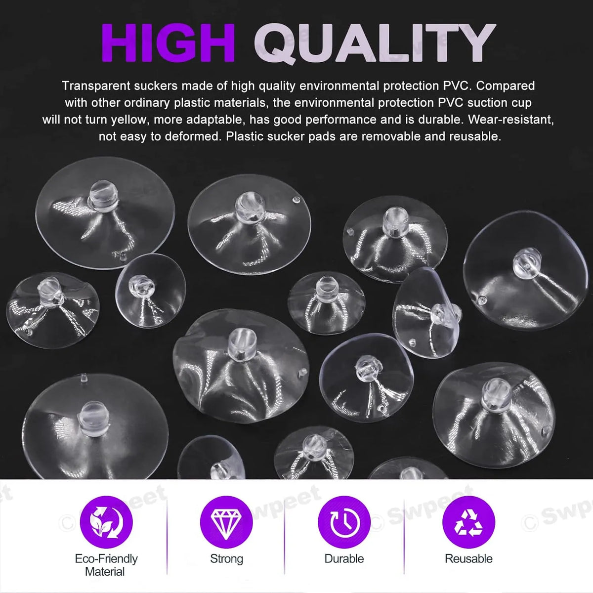 Ventouses en plastique transparent - 50pcs - SQES