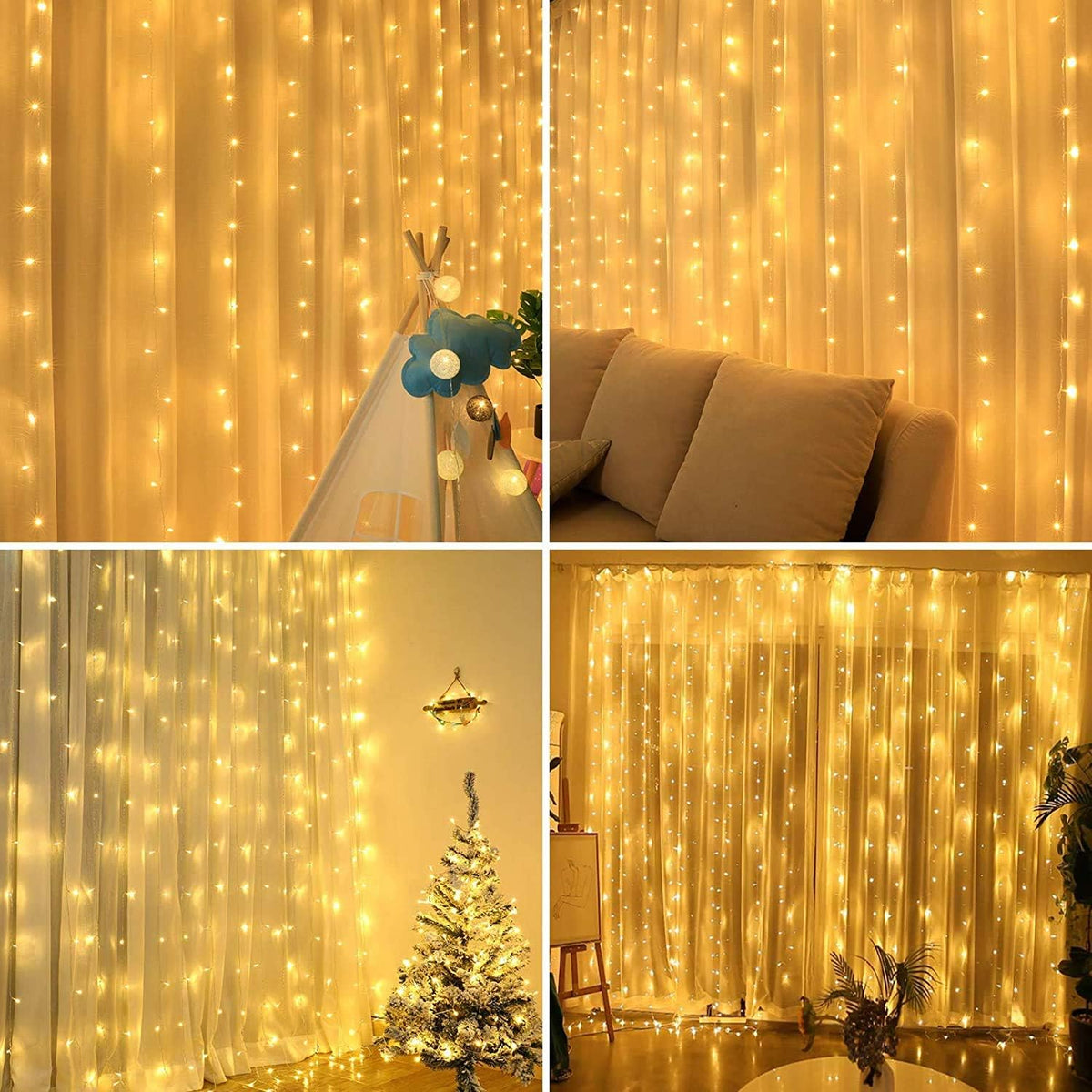 Rideau lumineux Hauteur 3M LED lumière jaune