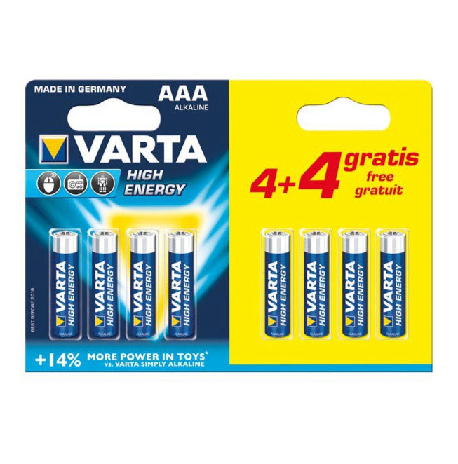 VARTA Pile Longlife Power AAA LR03 PACK 4+4 High Energy