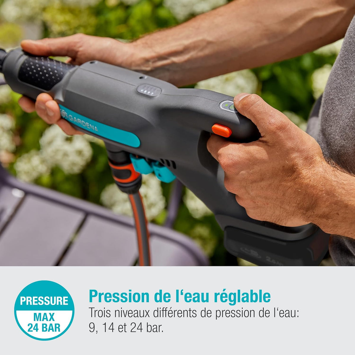 Nettoyeur Moyenne Pression AquaClean 24/18V P4A Sans Batterie GARDENA — Réf. 14800-55
