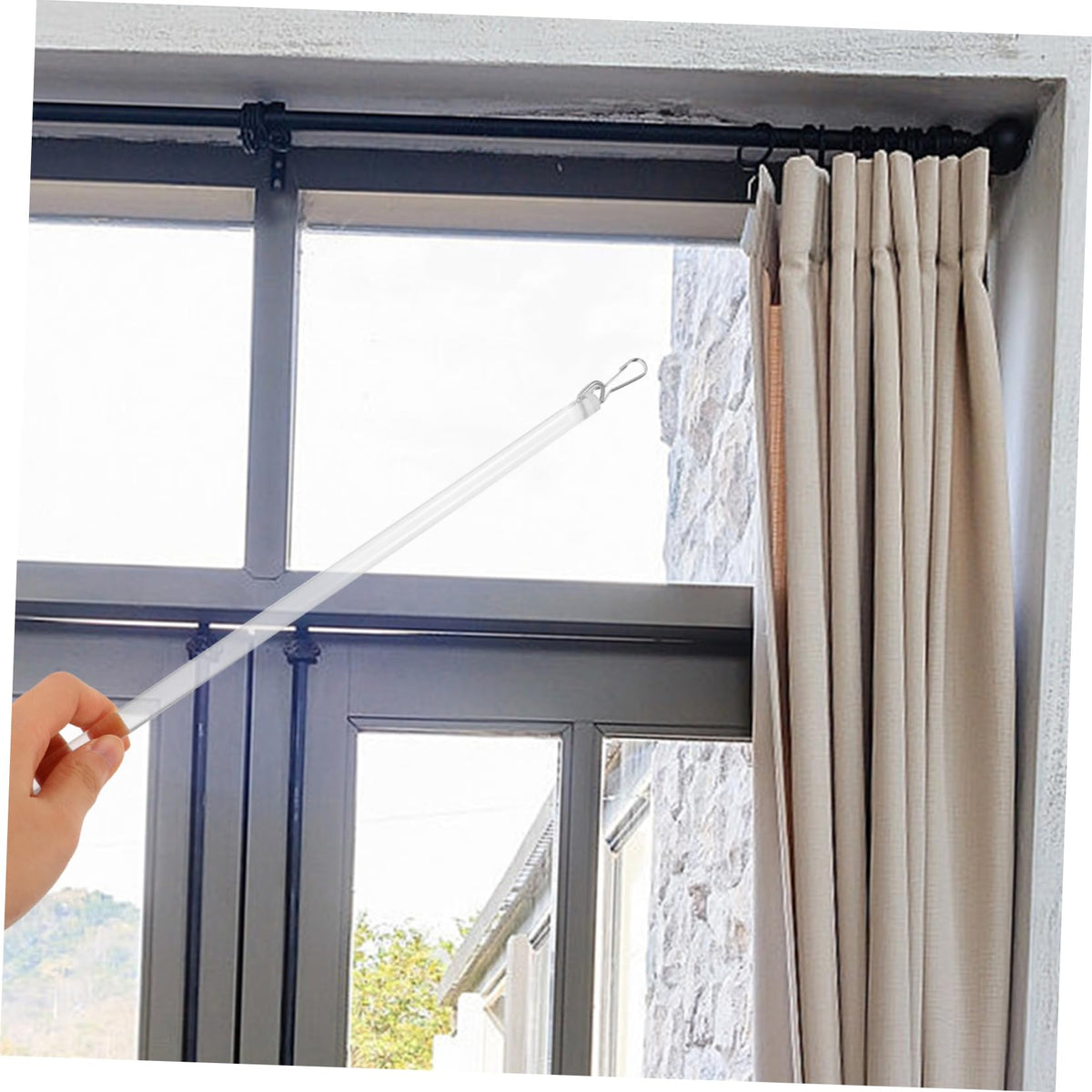 Lance rideau blanc 1,5cm barre de tirage pour tringle a rideau