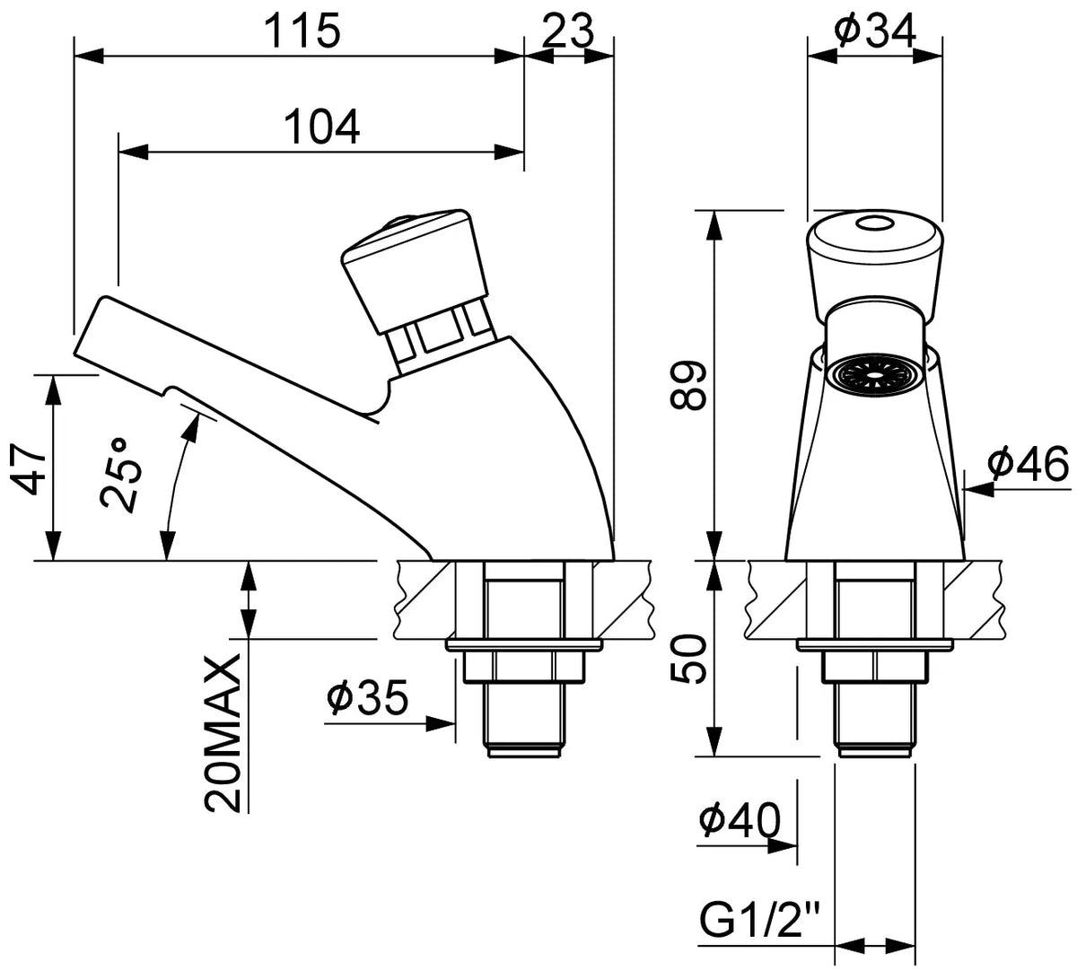 Robinet temporise monocommande avec minuterie pour lavabo – 9001 - SQES