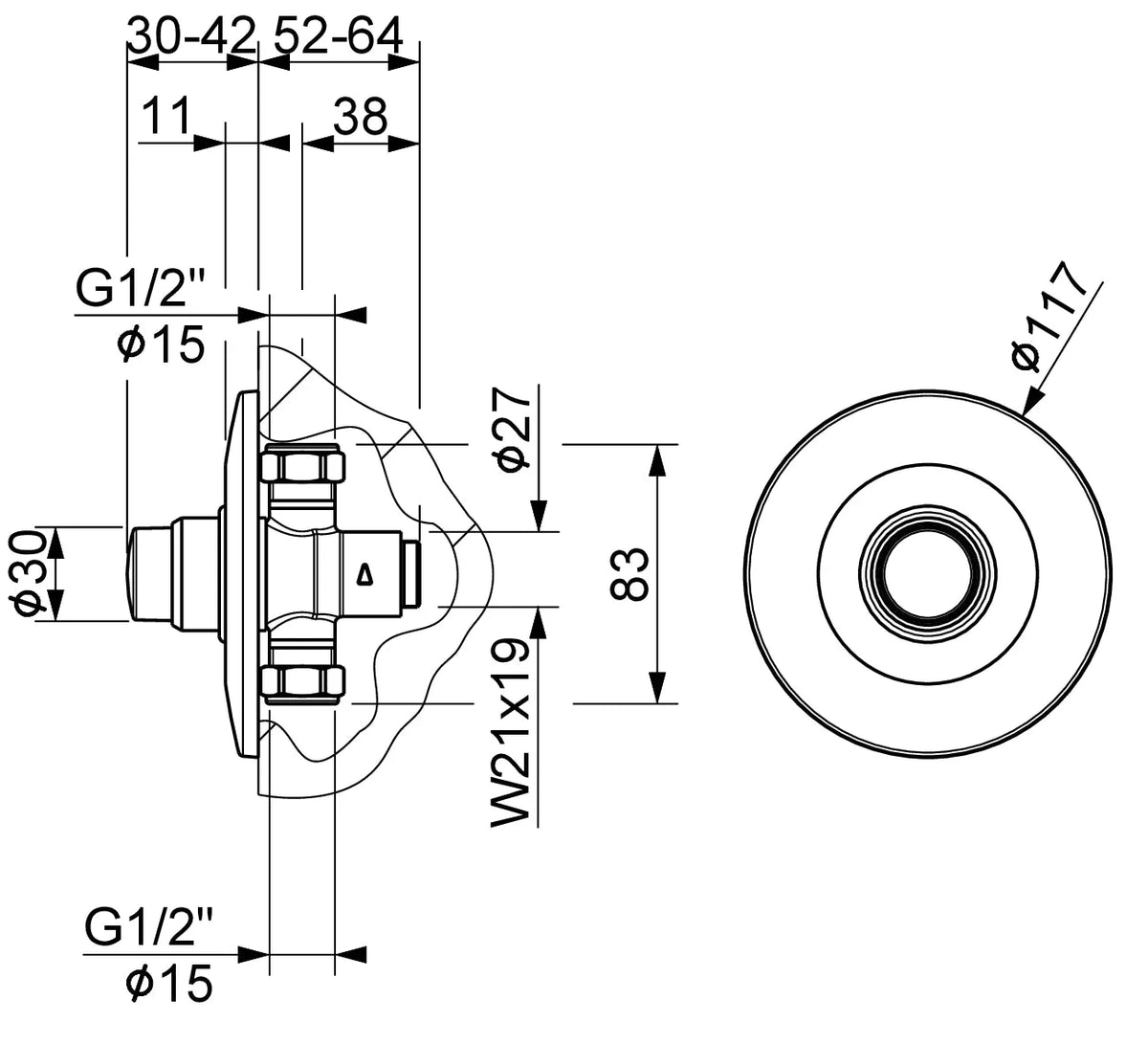 Robinet temporisé pour urinoir – Bouton poussoir Encastre 9005 - SQES